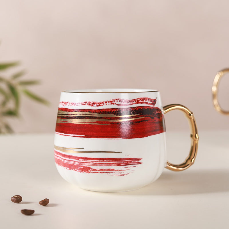 Abstract Golden Handle Cup- Mug for coffee, tea mug, cappuccino mug | Cups and Mugs for Coffee Table & Home Decor
