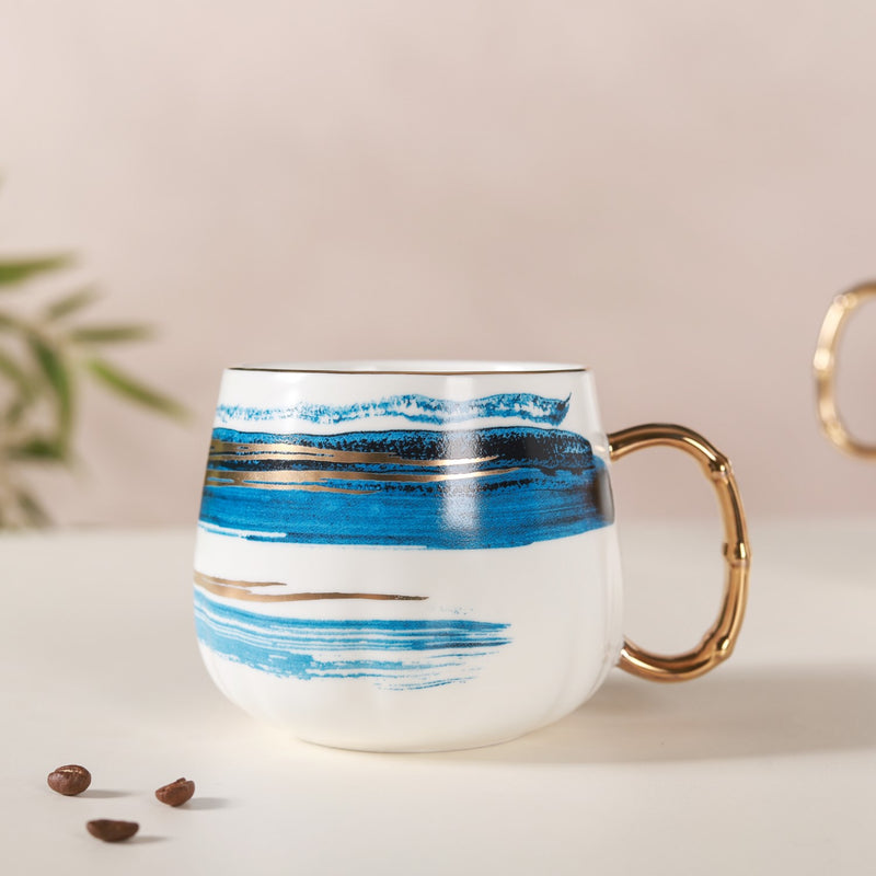 Abstract Golden Handle Cup- Mug for coffee, tea mug, cappuccino mug | Cups and Mugs for Coffee Table & Home Decor