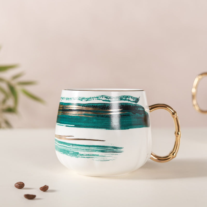 Abstract Golden Handle Cup- Mug for coffee, tea mug, cappuccino mug | Cups and Mugs for Coffee Table & Home Decor