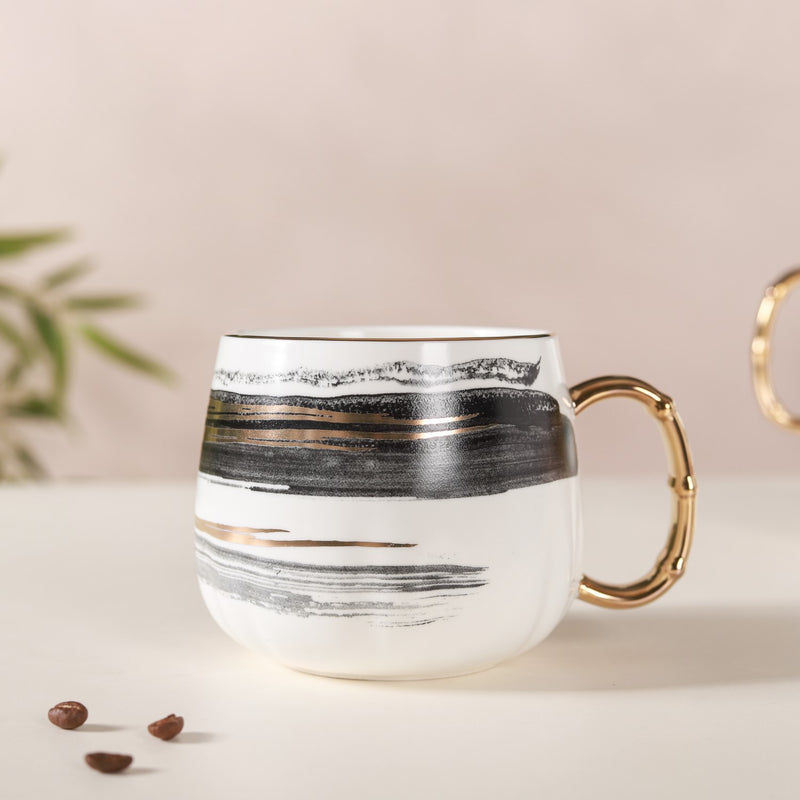 Abstract Golden Handle Cup- Mug for coffee, tea mug, cappuccino mug | Cups and Mugs for Coffee Table & Home Decor