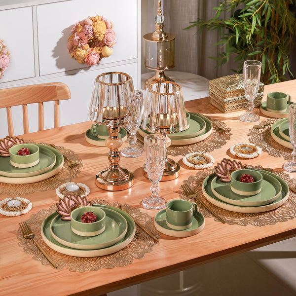 Earthy 22 Piece Dinner Set For 6 Sage Green
