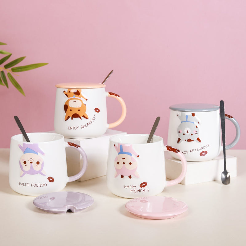Cartoon Mug With Lid- Mug for coffee, tea mug, cappuccino mug | Cups and Mugs for Coffee Table & Home Decor
