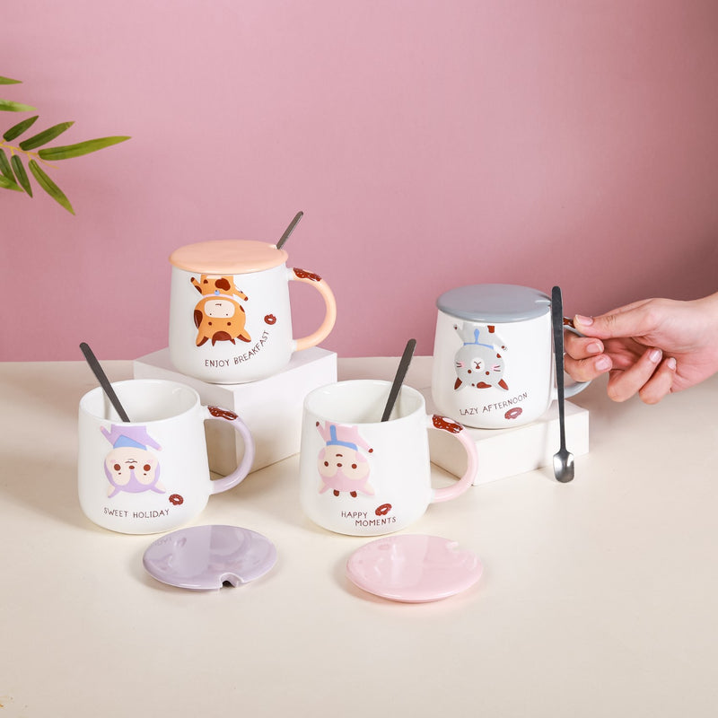 Cartoon Mug With Lid- Mug for coffee, tea mug, cappuccino mug | Cups and Mugs for Coffee Table & Home Decor