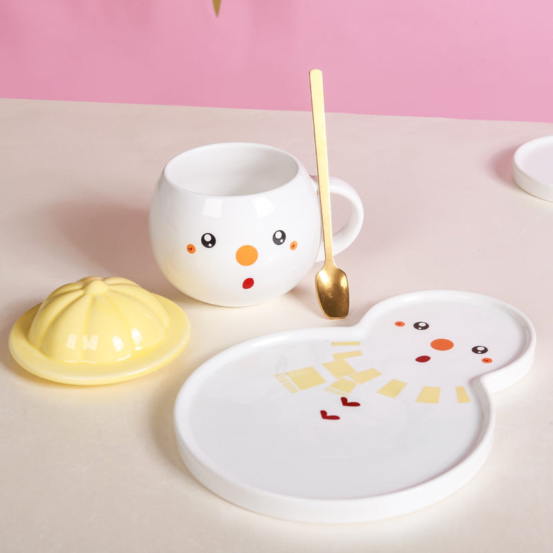 Snowman Plate And Cup Set- Mug for coffee, tea mug, cappuccino mug | Cups and Mugs for Coffee Table & Home Decor