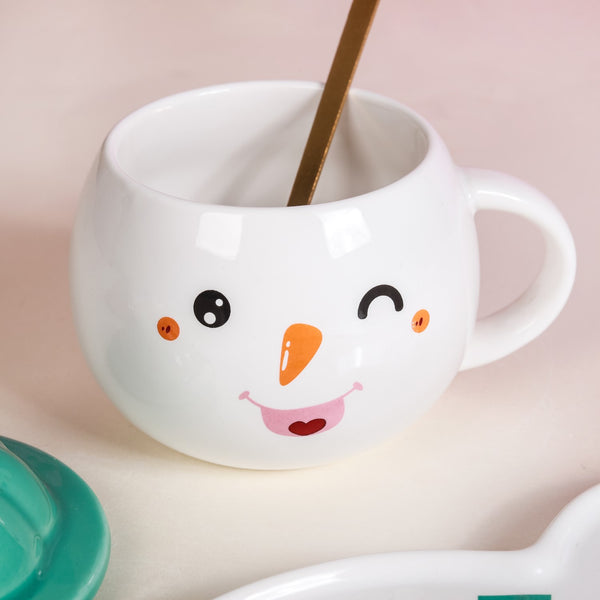 Snowman Plate And Cup Set- Mug for coffee, tea mug, cappuccino mug | Cups and Mugs for Coffee Table & Home Decor