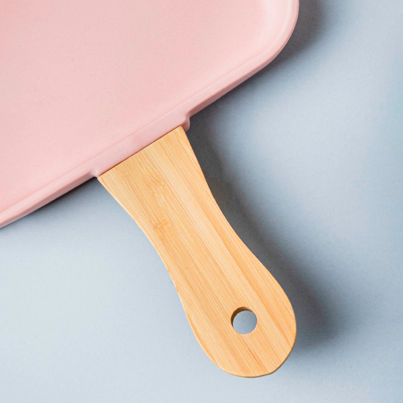 Square Plate With Wooden Handle - Ceramic platter, serving platter, fruit platter | Plates for dining table & home decor