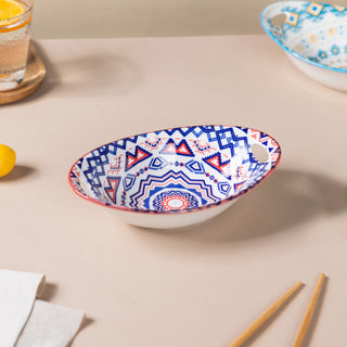 Mandala Ceramic Multicolor Baking Bowl With Handle