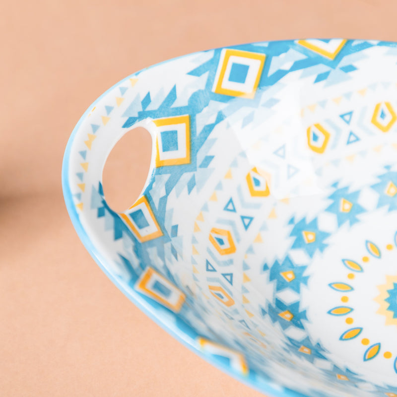 Mandala Ceramic Bakeware With Handle - Bowl, ceramic bowl, serving bowls, noodle bowl, salad bowls, bowl for snacks, baking bowls, large serving bowl, bowl with handle | Bowls for dining table & home decor