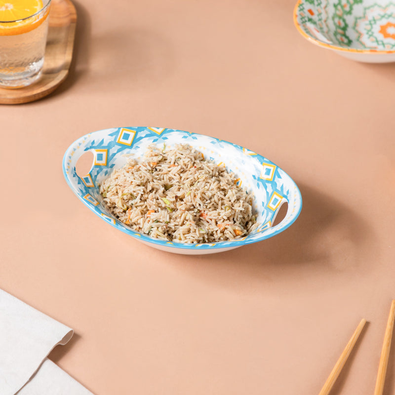 Mandala Ceramic Bakeware With Handle - Bowl, ceramic bowl, serving bowls, noodle bowl, salad bowls, bowl for snacks, baking bowls, large serving bowl, bowl with handle | Bowls for dining table & home decor