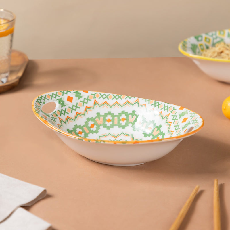 Mandala Criss-Cross Baking Dish With Handle - bakeware, non stick, cookware, ceramic bakeware 
