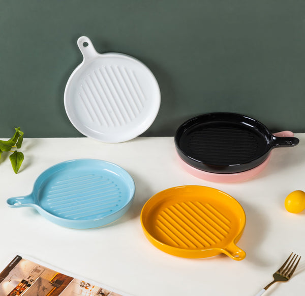 Round Grill Plates - Ceramic platter, serving platter, fruit platter | Plates for dining table & home decor