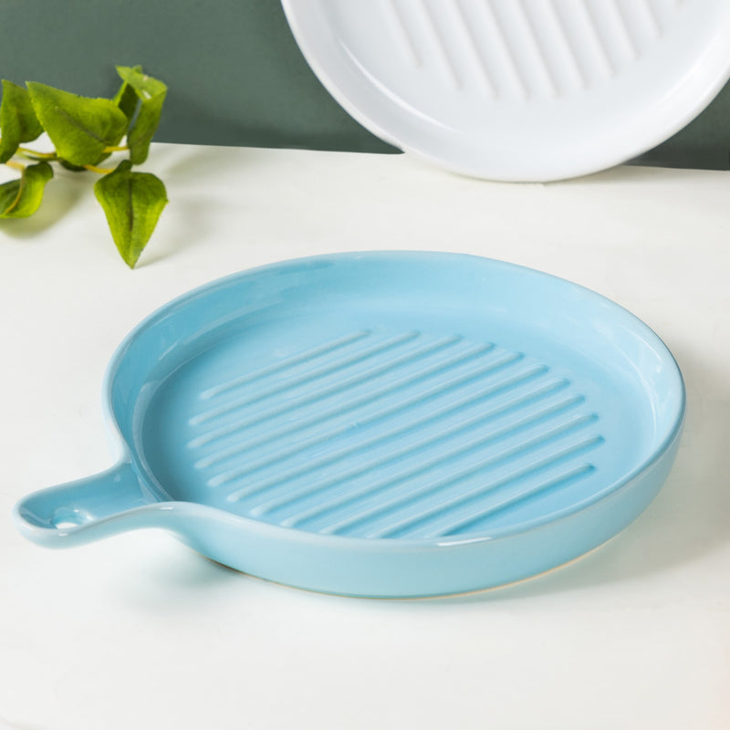 Round Grill Plates - Ceramic platter, serving platter, fruit platter | Plates for dining table & home decor