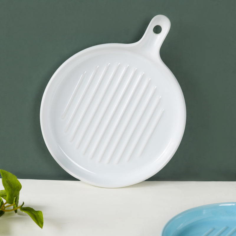 Round Grill Plates - Ceramic platter, serving platter, fruit platter | Plates for dining table & home decor