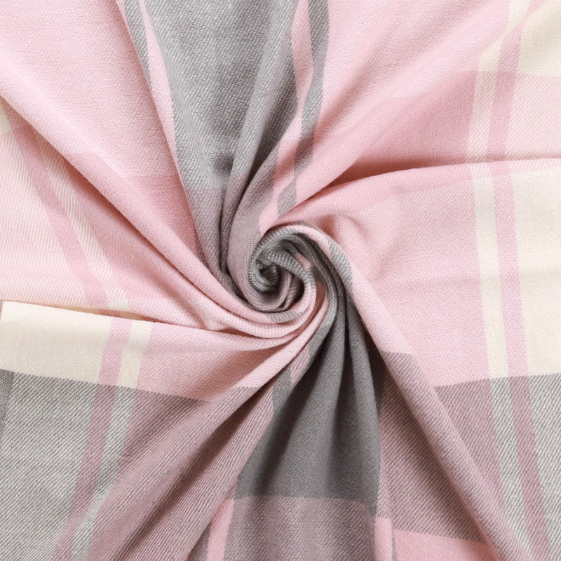 Plaid Pink And Grey Winter Blanket Scarf