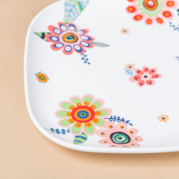 Square Dinner Plate Floral - Serving plate, rice plate, ceramic dinner plates| Plates for dining table & home decor