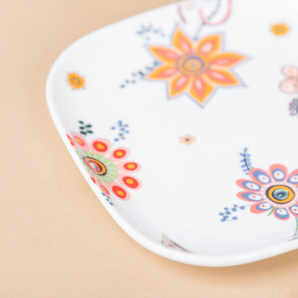 Square Snack Plate Floral - Serving plate, snack plate, dessert plate | Plates for dining & home decor