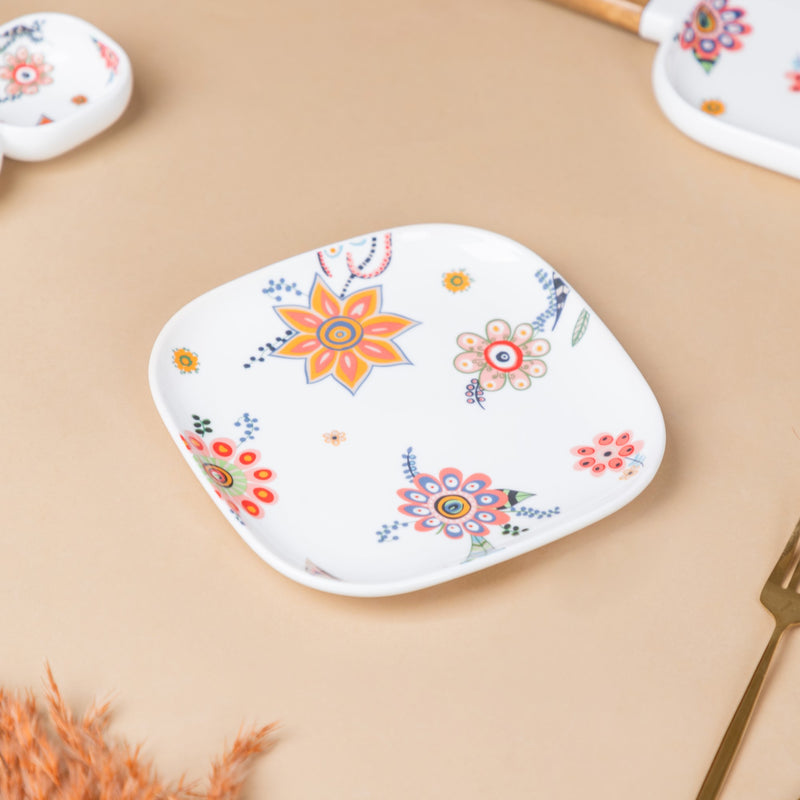 Square Snack Plate Floral - Serving plate, snack plate, dessert plate | Plates for dining & home decor