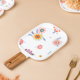 Rectangle Floral Plate with Handle