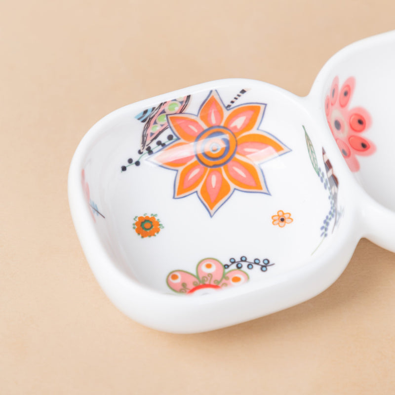 Two Section Floral Bowl - Bowl, ceramic bowl, dip bowls, chutney bowl, dip bowls ceramic | Bowls for dining table & home decor 