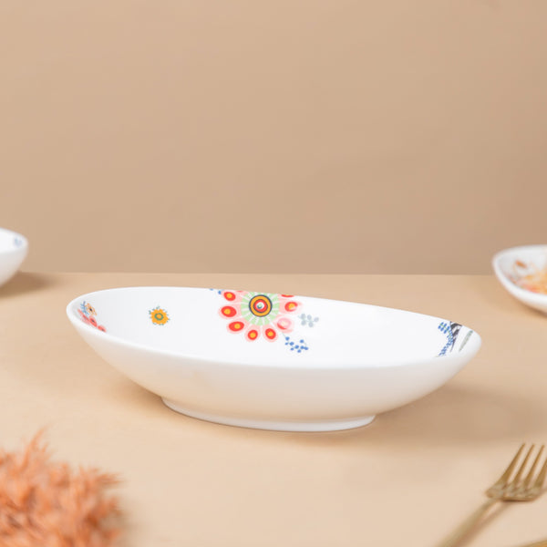 Oval Floral Bowl - Bowl, ceramic bowl, serving bowls, noodle bowl, salad bowls, bowl for snacks, large serving bowl | Bowls for dining table & home decor