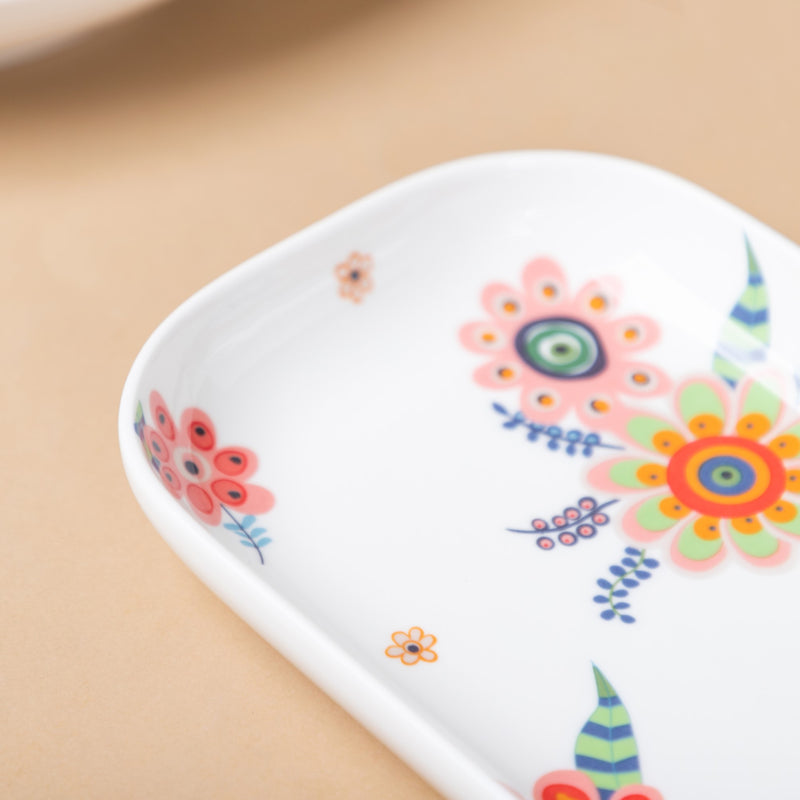Rectangle Floral Plate - Ceramic platter, serving platter, fruit platter | Plates for dining table & home decor