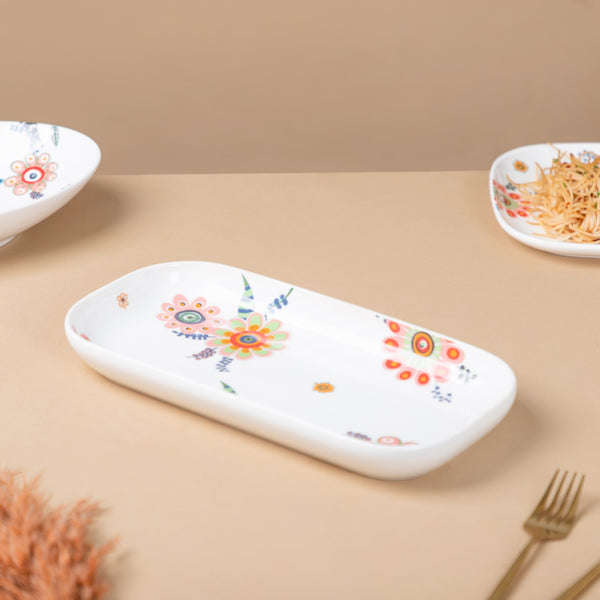 Rectangle Floral Plate - Ceramic platter, serving platter, fruit platter | Plates for dining table & home decor