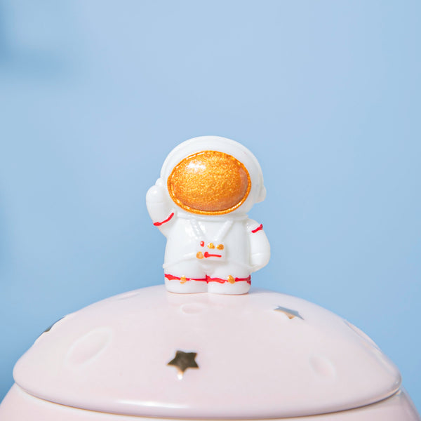 Astronaut Starry Mug With Lid And Spoon Pink 350 ml