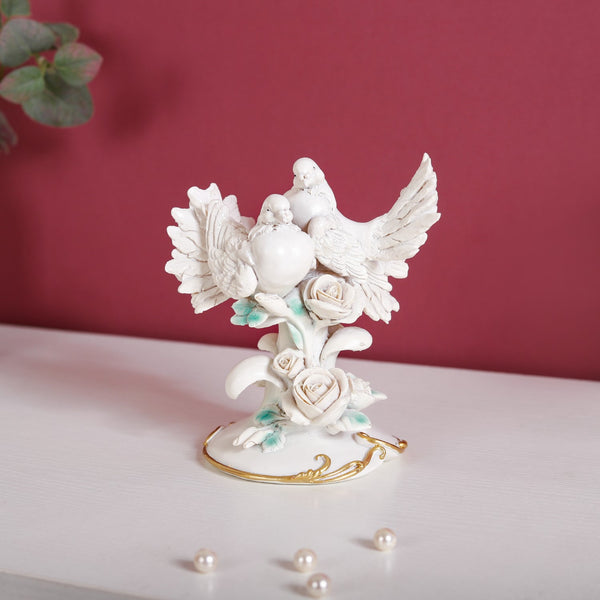 Birds Couple Figurine For Home Decor White