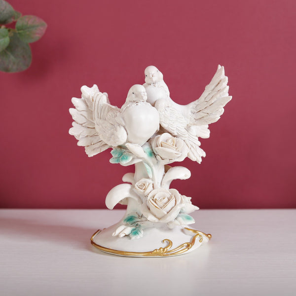 Birds Couple Figurine For Home Decor White