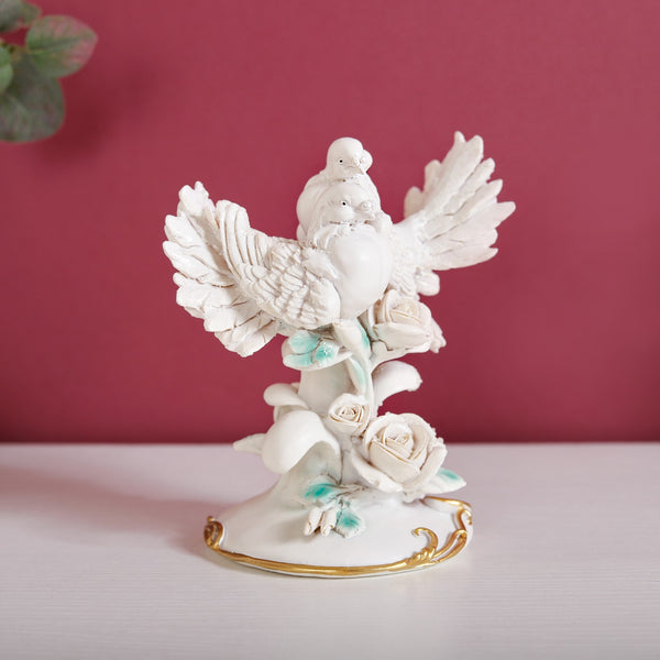 Birds Couple Figurine For Home Decor White