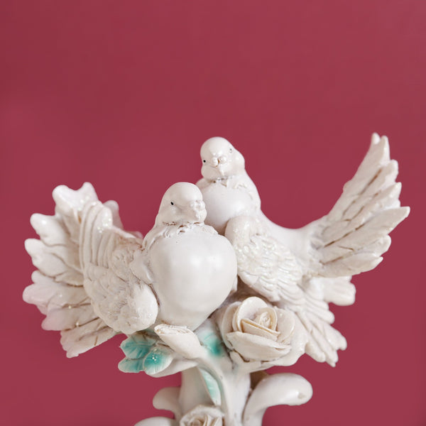 Birds Couple Figurine For Home Decor White