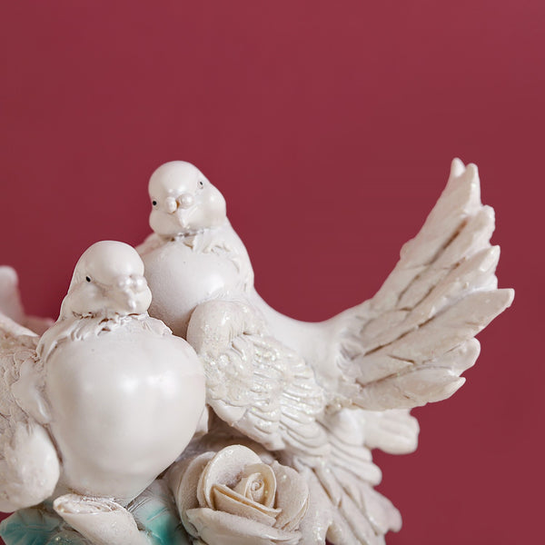 Birds Couple Figurine For Home Decor White