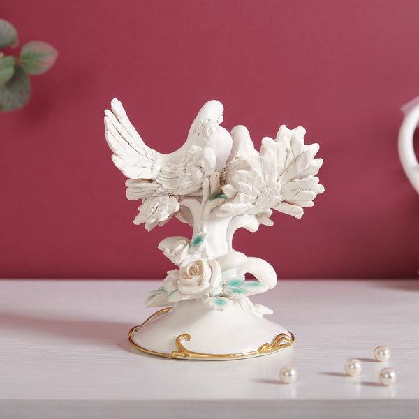 Birds Couple Figurine For Home Decor White