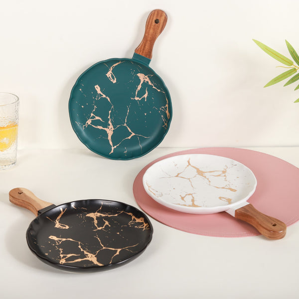 Marble Textured Serving Plate - Ceramic platter, serving platter, fruit platter | Plates for dining table & home decor