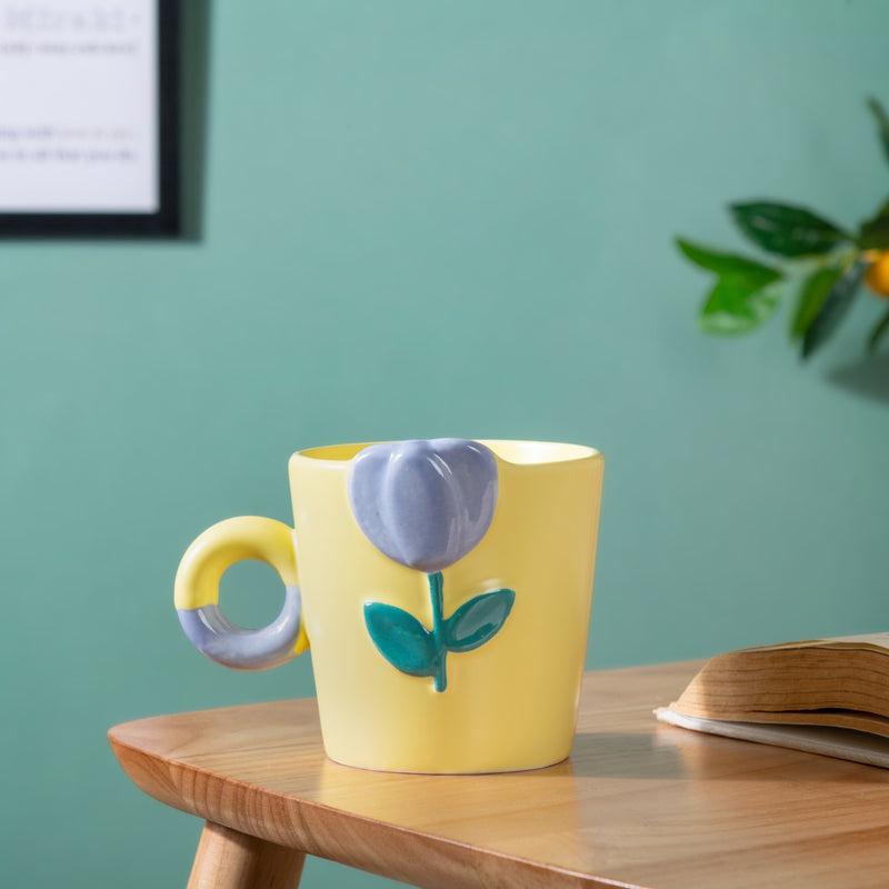 Tulip Coffee Mug Yellow Set of 2 330ml- Mug for coffee, tea mug, cappuccino mug | Cups and Mugs for Coffee Table & Home Decor