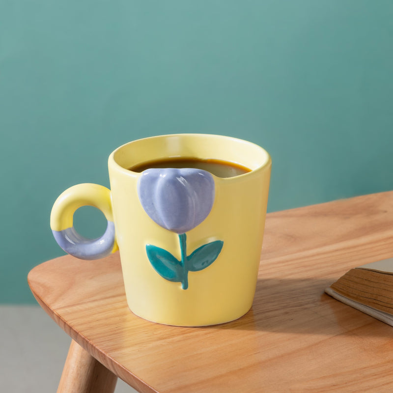 Tulip Coffee Mug Yellow Set of 2 330ml- Mug for coffee, tea mug, cappuccino mug | Cups and Mugs for Coffee Table & Home Decor