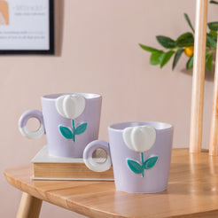 Tulip Coffee Mug Lilac Set of 2 330ml- Mug for coffee, tea mug, cappuccino mug | Cups and Mugs for Coffee Table & Home Decor