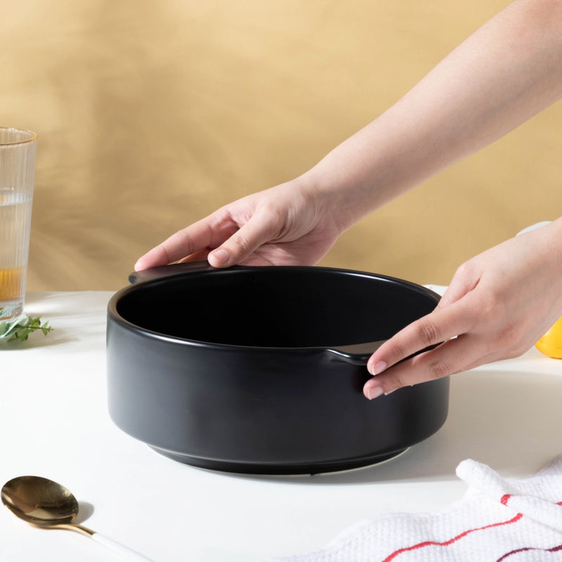 Ceramic Casserole Pots Black 2 L