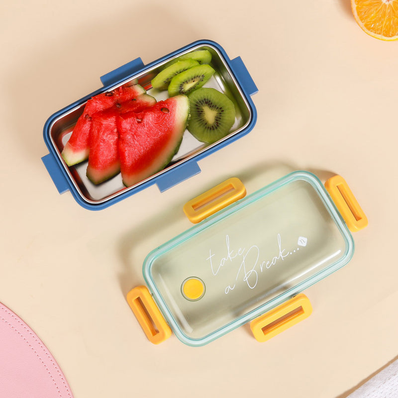 Leak-Proof Stainless Steel Tiffin Box Small Blue 530ml