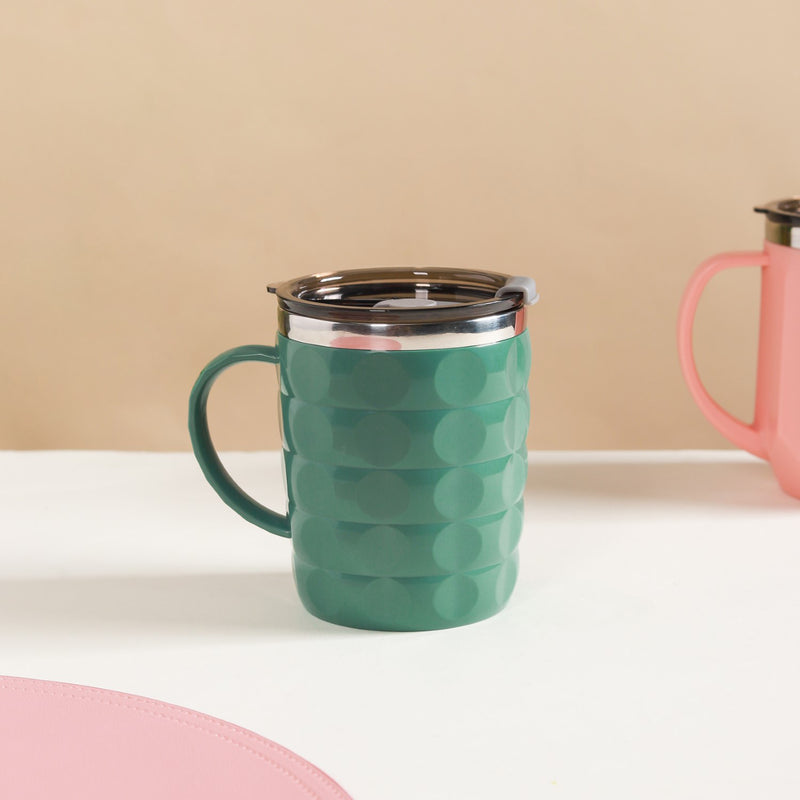 Portable Coffee Mug With Lid Green 400ml - Travel mug, travel mug with lid, coffee mug, insulated mug, travel coffee mug, travel coffee mug with lid