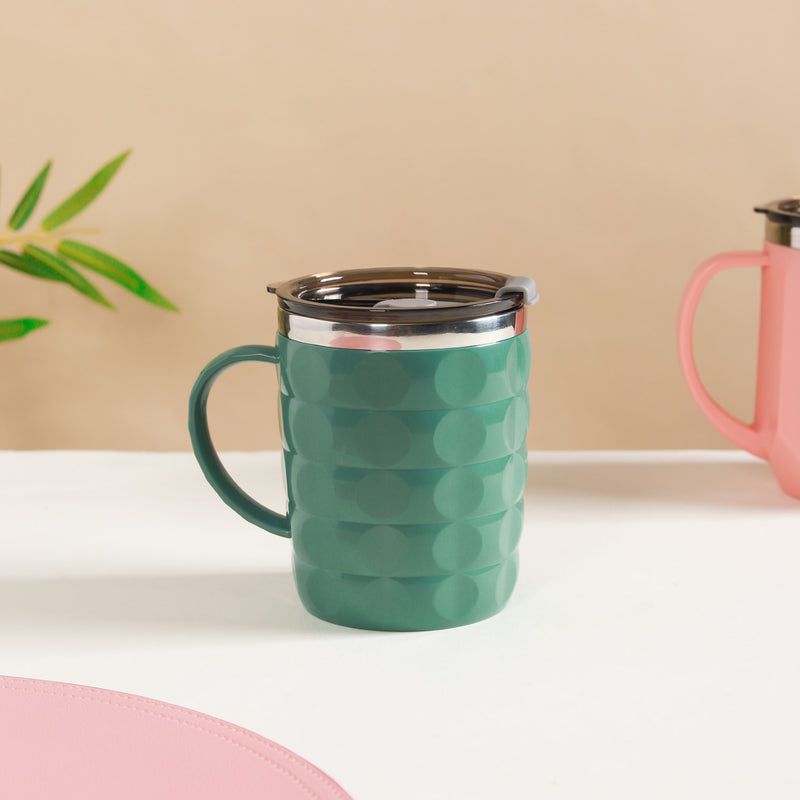 Portable Coffee Mug With Lid Green 400ml - Travel mug, travel mug with lid, coffee mug, insulated mug, travel coffee mug, travel coffee mug with lid