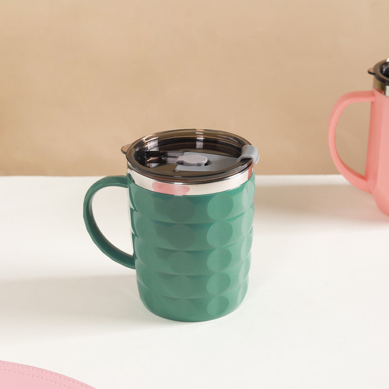 Portable Coffee Mug With Lid Green 400ml - Travel mug, travel mug with lid, coffee mug, insulated mug, travel coffee mug, travel coffee mug with lid
