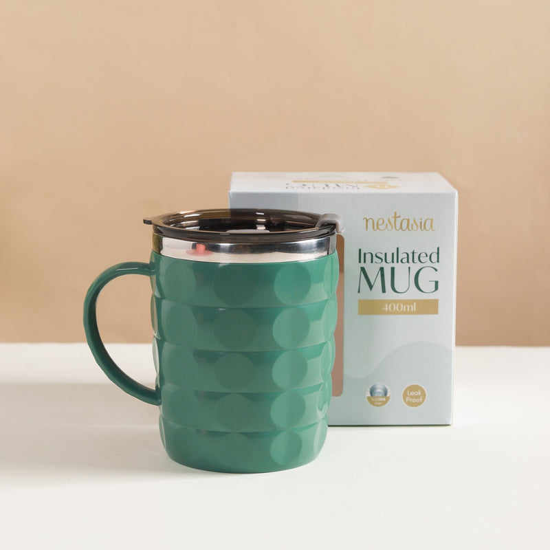 Portable Coffee Mug With Lid Green 400ml - Travel mug, travel mug with lid, coffee mug, insulated mug, travel coffee mug, travel coffee mug with lid