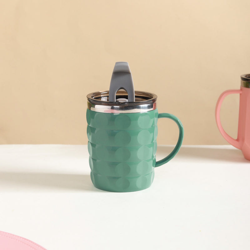 Portable Coffee Mug With Lid Green 400ml - Travel mug, travel mug with lid, coffee mug, insulated mug, travel coffee mug, travel coffee mug with lid