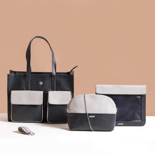 Multifunctional Tote & Sling Travel Bags Set Of 4 Black