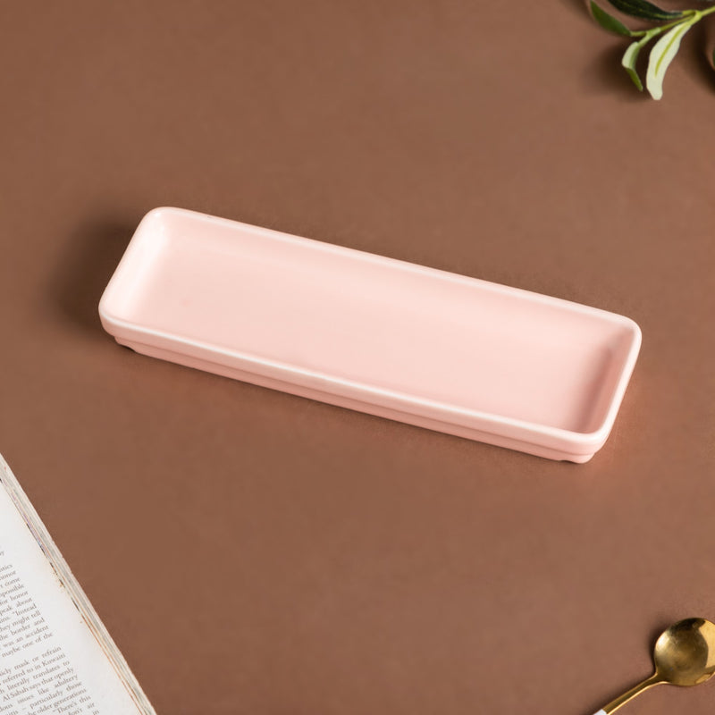 Sleek Pink Long Plate 9 Inch - Ceramic platter, serving platter, fruit platter | Plates for dining table & home decor