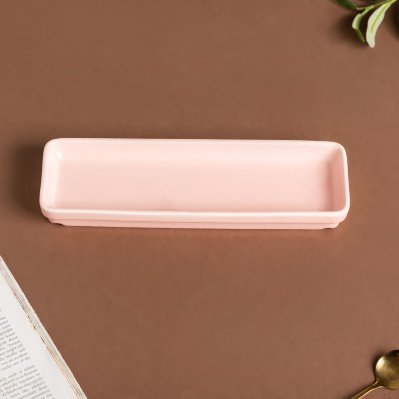 Sleek Pink Long Plate 9 Inch - Ceramic platter, serving platter, fruit platter | Plates for dining table & home decor