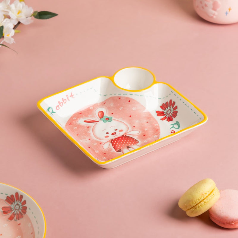 Rabbit Section Plate - Serving plate, snack plate, momo plate, plate with compartment | Plates for dining table & home decor
