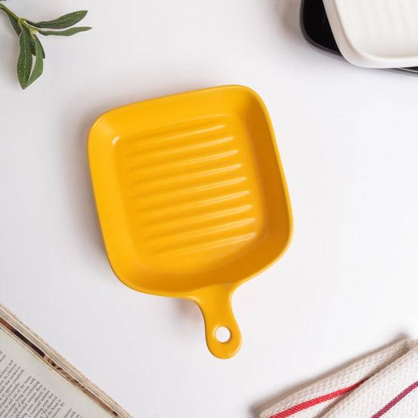 Yellow Ceramic Grill Plate