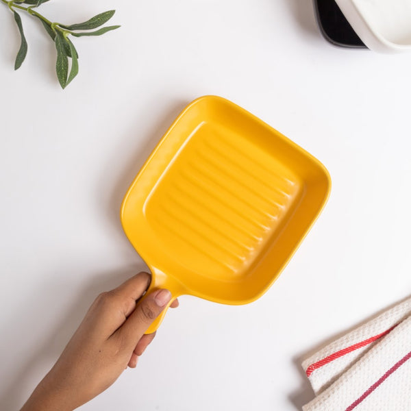 Yellow Ceramic Grill Plate